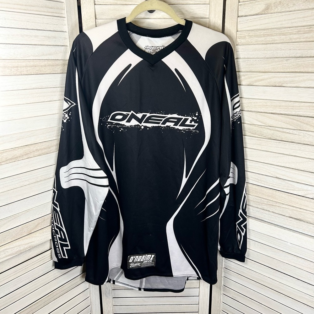 New Low Price! Oneal Motocross Racing Gear Black and White Long Sleeve Jersey - Picture 3 of 15